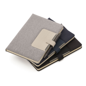 Caderno com suporte para canetas