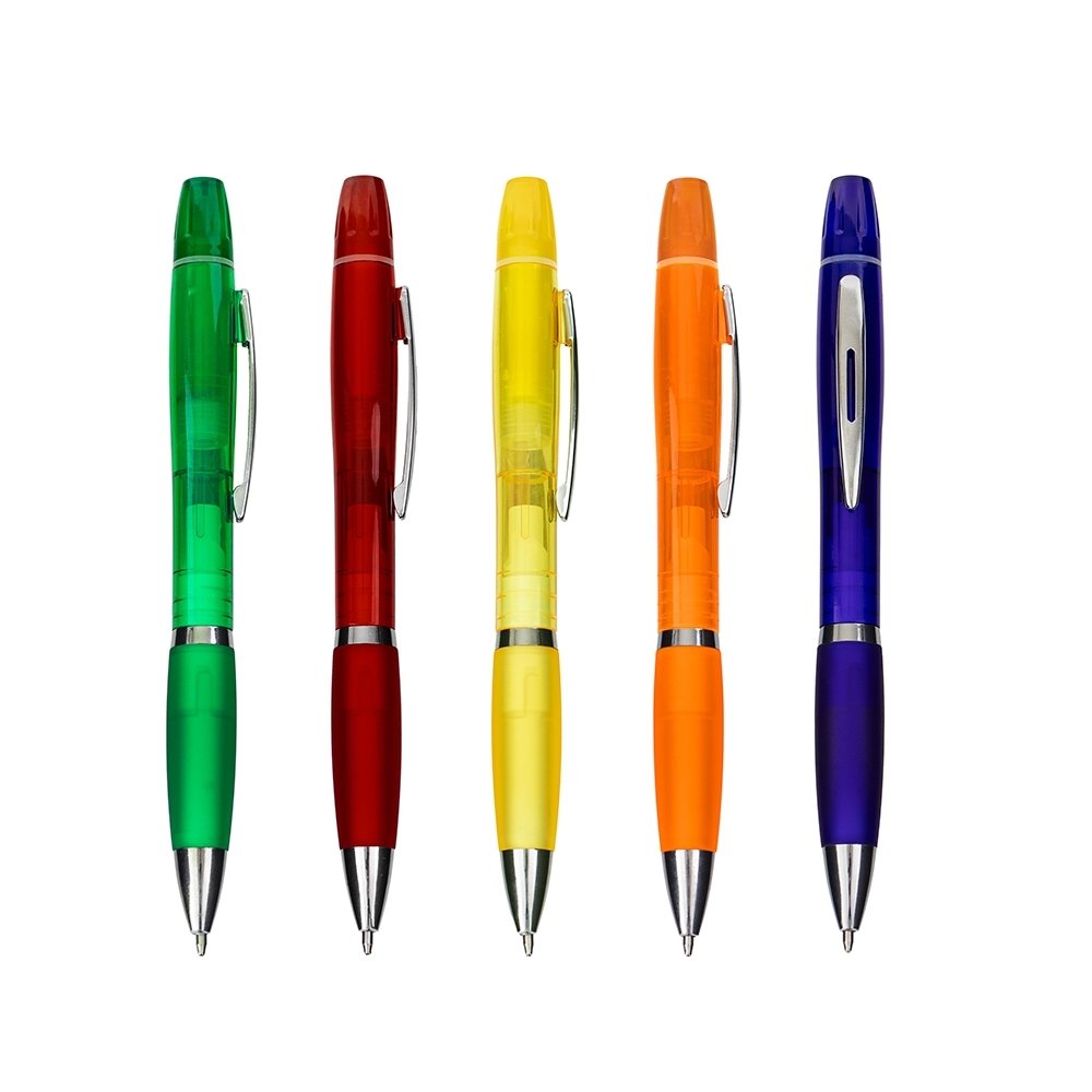 Caneta Plástica com Marca-Texto - Imagem 3