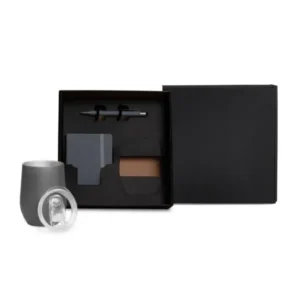 Kit Copo Térmico E Acessórios - Cinza - 3 Pçs